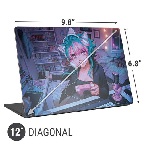 Anime Catgirl Gamer Nerd by Ivy Dolamore Universal Laptop 12in (9.8 x 6.8in) Skin